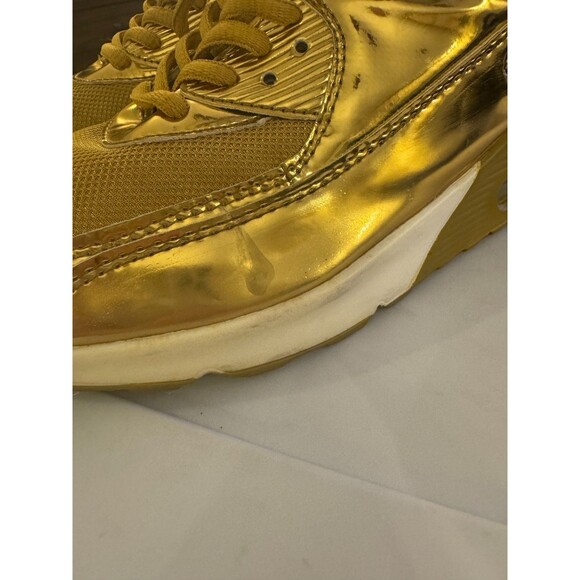 Gold Sneakers Womens Lace Up Sz 41 EU or Sz 10 US Sporty Shiny Party Festive - Picture 9 of 14